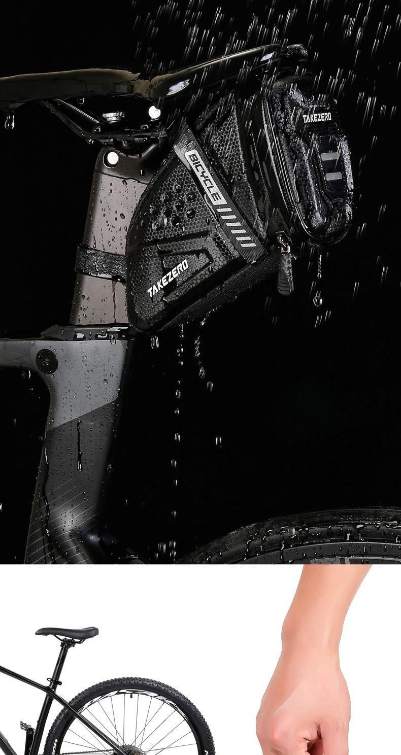 TAKEZERO EVA hard shell waterproof bike saddle bag Seat bag Bike bag under seat 1 litre Bike tail bag Bike Rear bag Bike riding Accessories Storage bag Bike wedge bag Mountain road bike