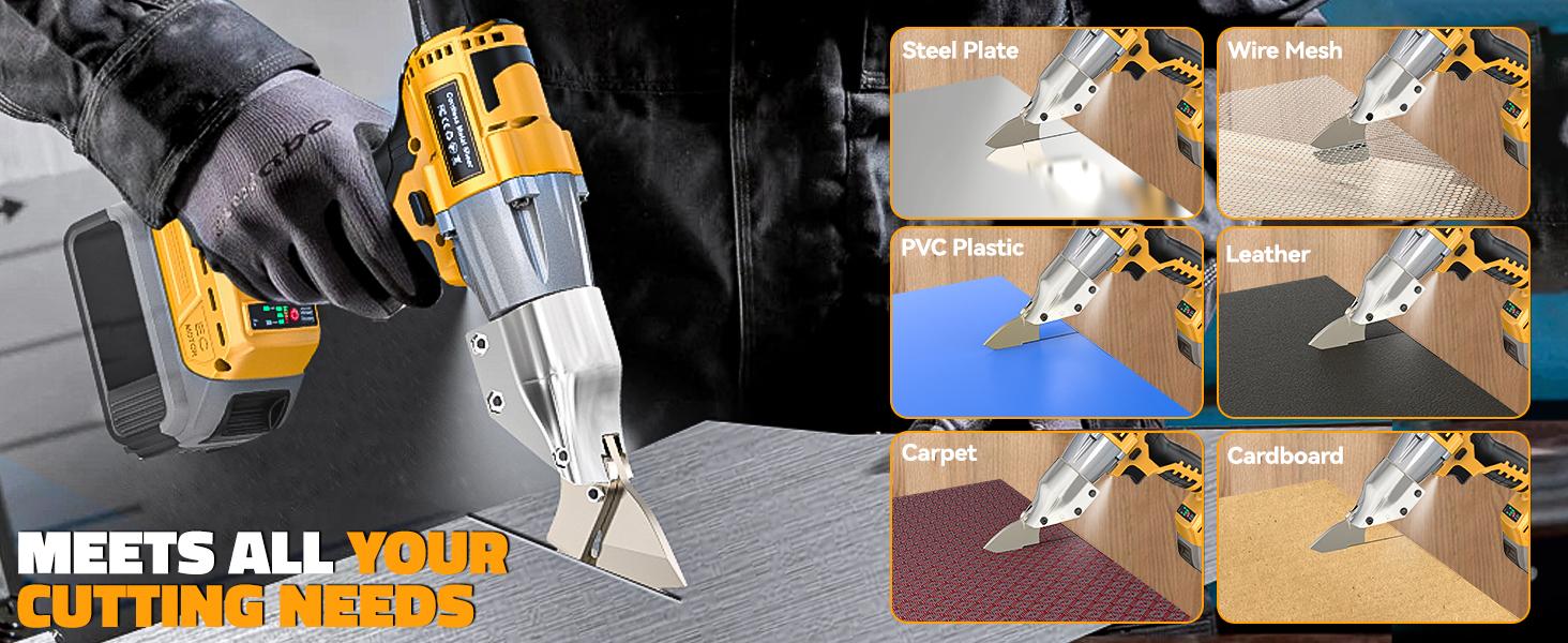 Sheet Metal Cutter Compatible with Dewalt 20v, Battery Not Included, Sheet Metal Nibbler - 221 Ft-Lbs Torque Metal Shears - Cuts 18GA Material for Steel, Leather & Carpet - with 360 Degree Pivoting Head Sheet Metal Cutter Compatible with Dewalt 20v, Battery Not Included, Sheet Metal Nibbler - 221 Ft-Lbs Torque Metal Shears - Cuts 18GA Material for Steel, Leather & Carpet - with 360 Degree Pivoting Head