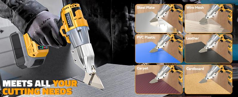 Sheet Metal Cutter Compatible with Dewalt 20v, Battery Not Included, Sheet Metal Nibbler - 221 Ft-Lbs Torque Metal Shears - Cuts 18GA Material for Steel, Leather & Carpet - with 360 Degree Pivoting Head