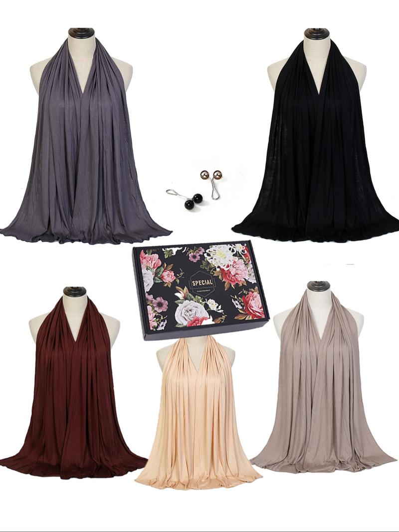 Women's Solid Color Hijab, Modest Casual Soft Comfortable Hijab Scarf for Daily Wear, Fashionable Minimalist All-match Accessories for Women & Girls