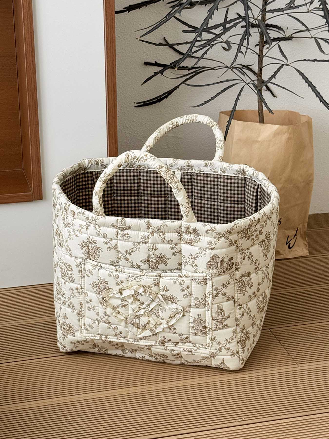 Elegant Home Storage Bag OrganizerMultipurpose Foldable Basket for Clutter Organization,Perfect for Living Room & Bedroom Use, Carrying Caddy, Portable Storage Basket