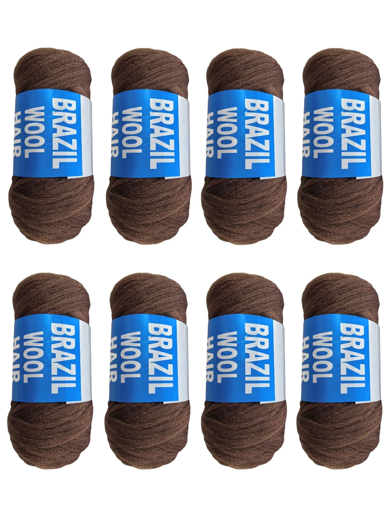4Pcs/8Pcs Natural Black Brazilian Wool Hair for Braiding Hair Acrylic Yarn Crochet Box Braids Senegalese Twist Jumbo Braids Faux Locs Crochet Hair for Women Synthetic Braiding Hair Extensions  Wool Braiding Hair for Women Synthetic Extensions