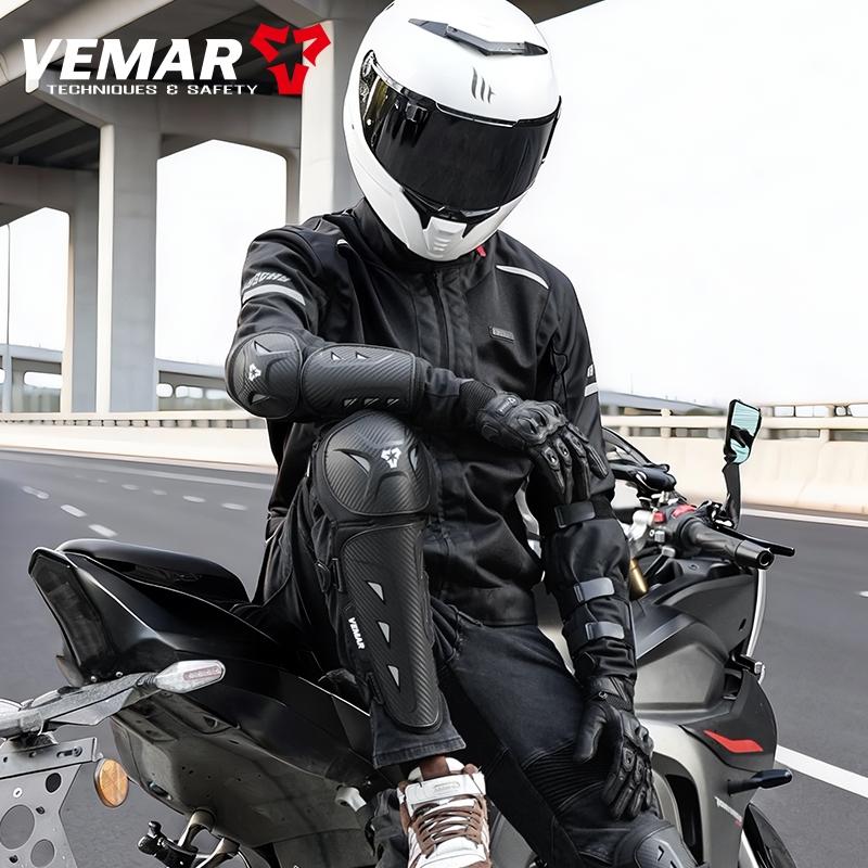 Vemar 4-Piece/Set Motorcycle Knee and Elbow Pads Set, Long Protective Gear for Cycling, Unisex Elbow Guards Knee Protector for Safety Motorbike Riding