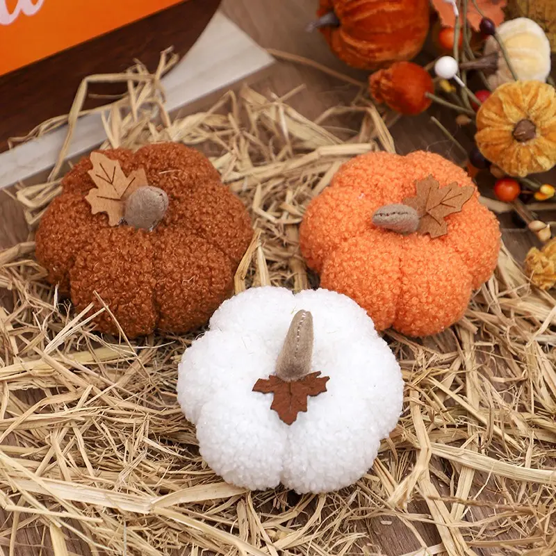 4pcs Halloween Plush Pumpkin Decorations, Thanksgiving Fabric Pumpkins, Desktop Window Display, Harvest Festival Scene Setup