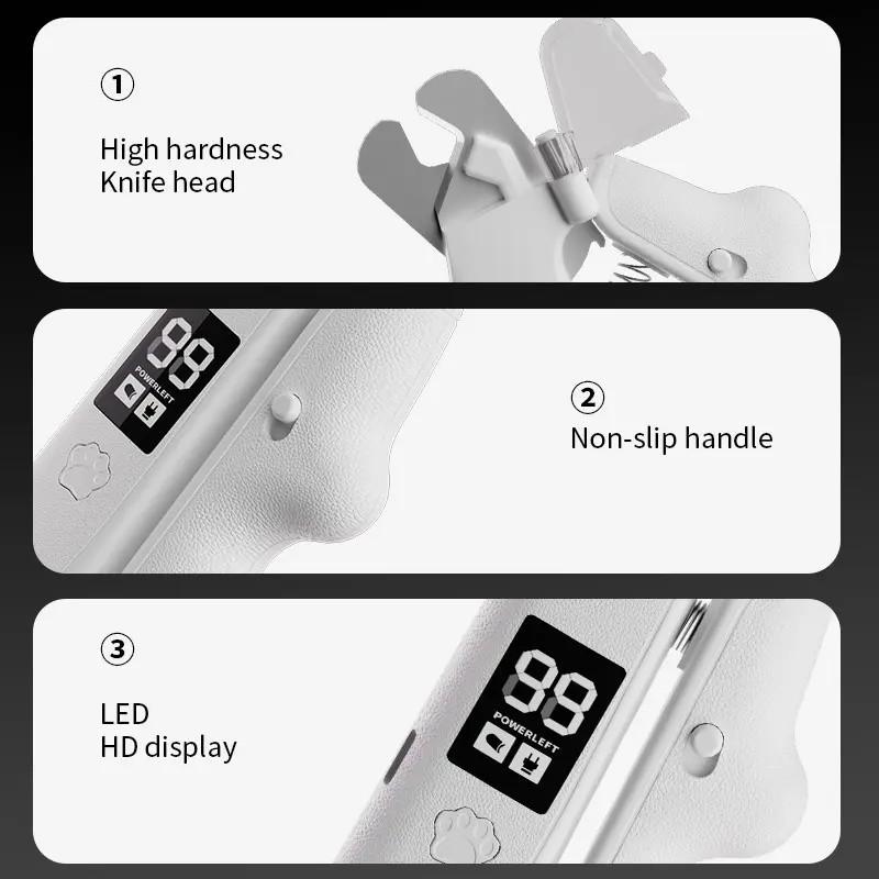 Pet Two-in-One Nail Clippers, Multi-functional Cat and Dog Nail Trimming Set, with anti-slip design, supports USB charging, equipped with LED light, suitable for trimming the nails of small, medium and large dogs, suitable as a holiday gift for pet lovers