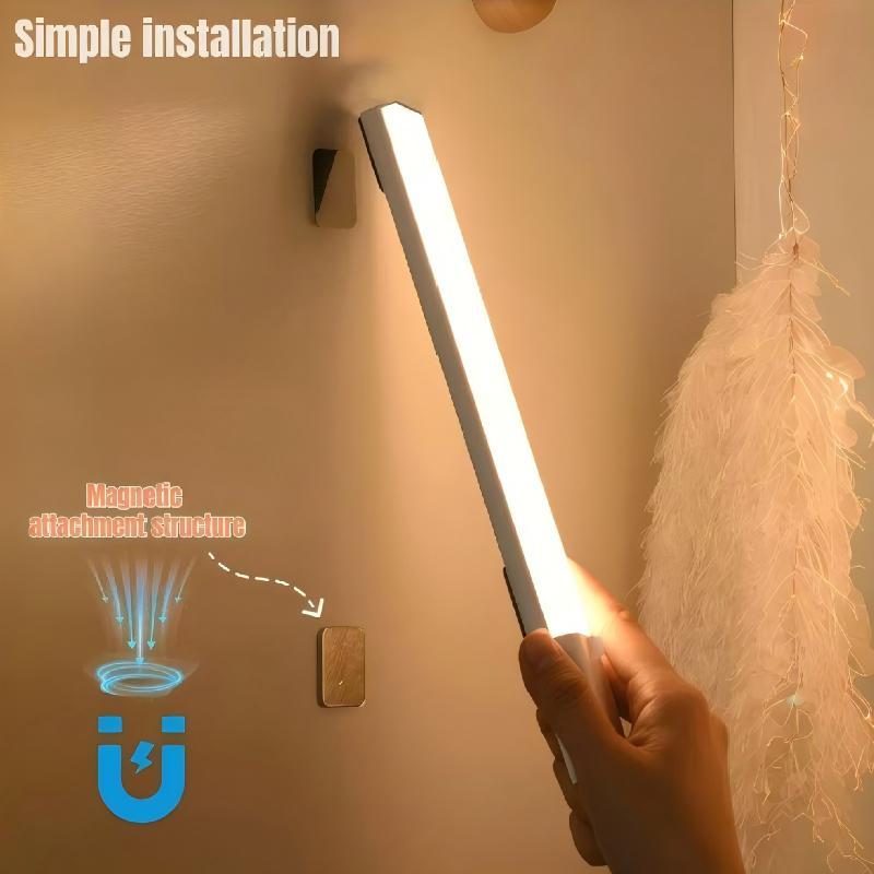 Smart Motion Sensor LED Strip Light, Self-Adhesive Rechargeable Night Light Motion Sensor Lamp for Cabinet, Wardrobe and Drawer, Wall-Mounted Low-Voltage Lighting Fixture