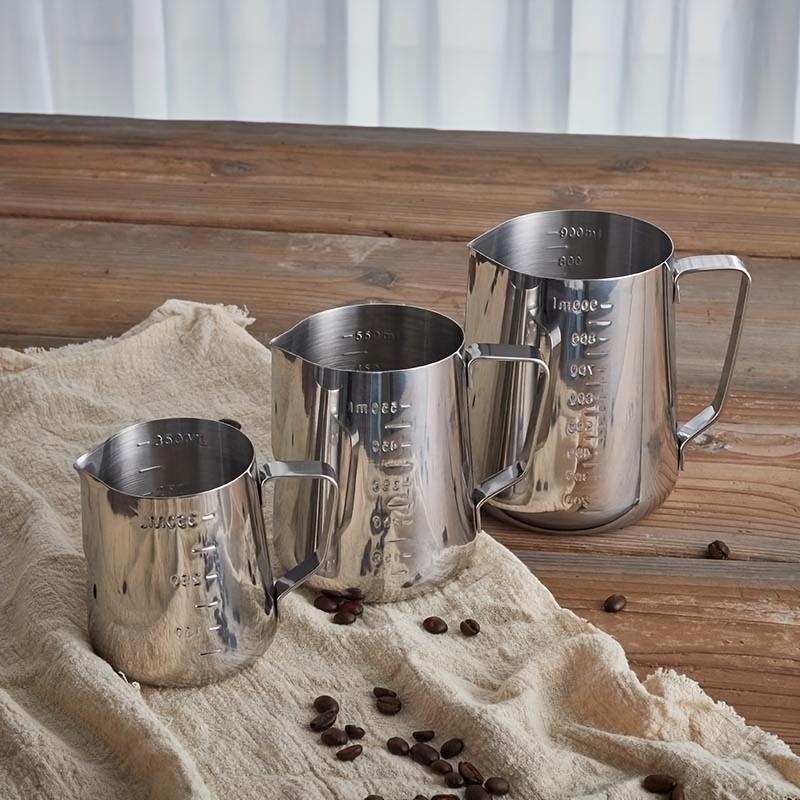 1pc Stainless Steel Measuring Milk Frothing Pitcher With Spout Coffee Shop Milk Steaming Cup For Latte Art & Barista Tools Kitchenware