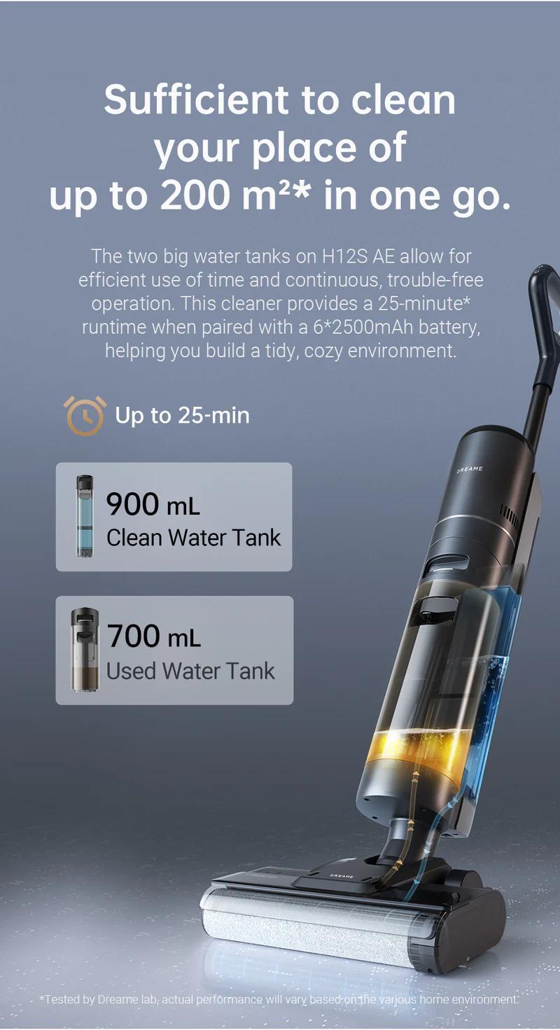 DREAME H12S Vacuum Mop, Wet Dry Vacuum Cleaner, Cordless Vacuum Mop All in One for Hard Floors, Edge Cleaning with Dirt Detection, Hot Air Drying, Smart Floor Cleaner Great for Sticky Messes on Multi-Surfaces