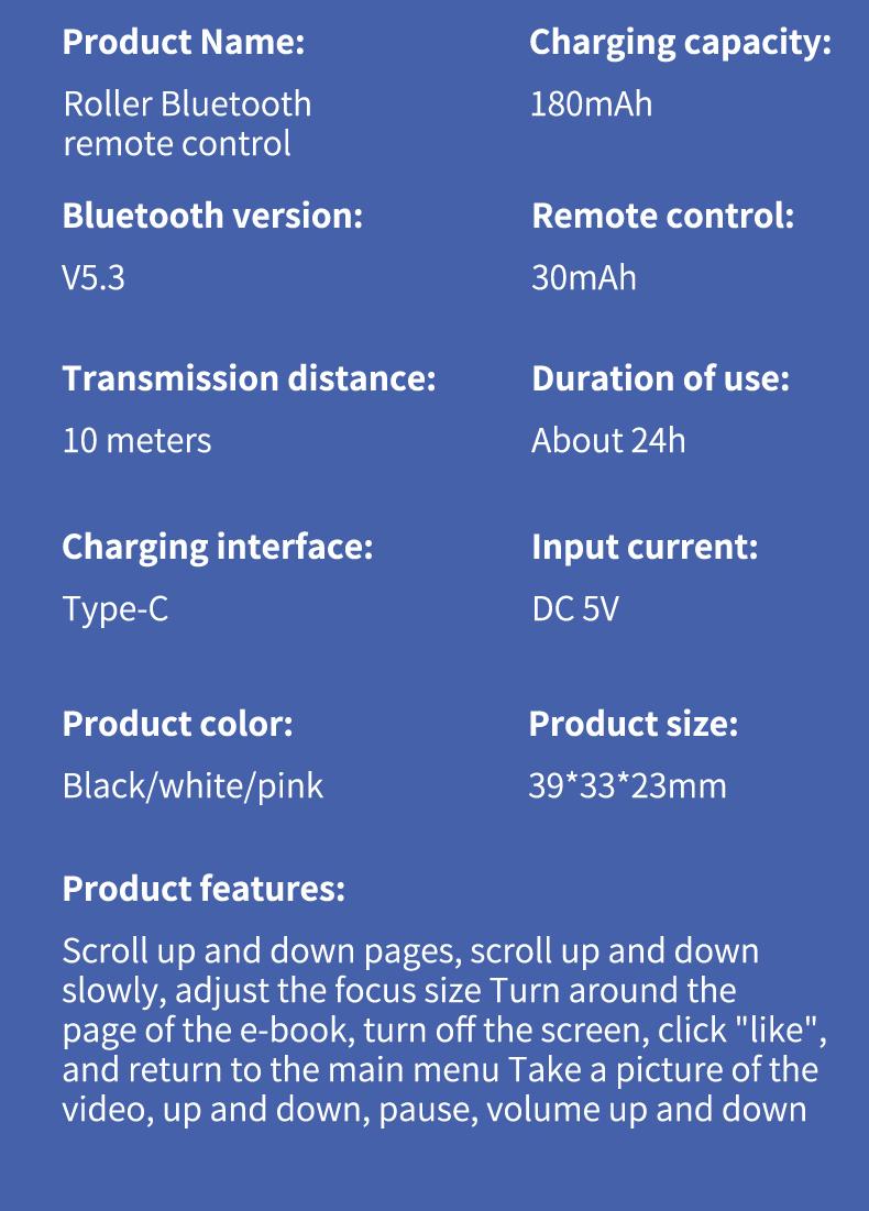 Mouse Ring Bluetooth Remote Control with Phone Stand, E-book Page Turner, Bluetooth Selfie & Video Recording Remote, Music Control, Compatible with iPhone, iPad, Android, Smartphones.
