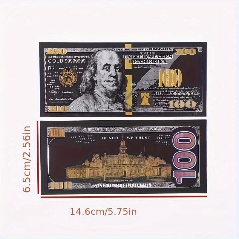 2pcs Golden Foil $100 Plastic Banknote, New Design, Ideal for Collectors & Decorative Use, High-Quality Material