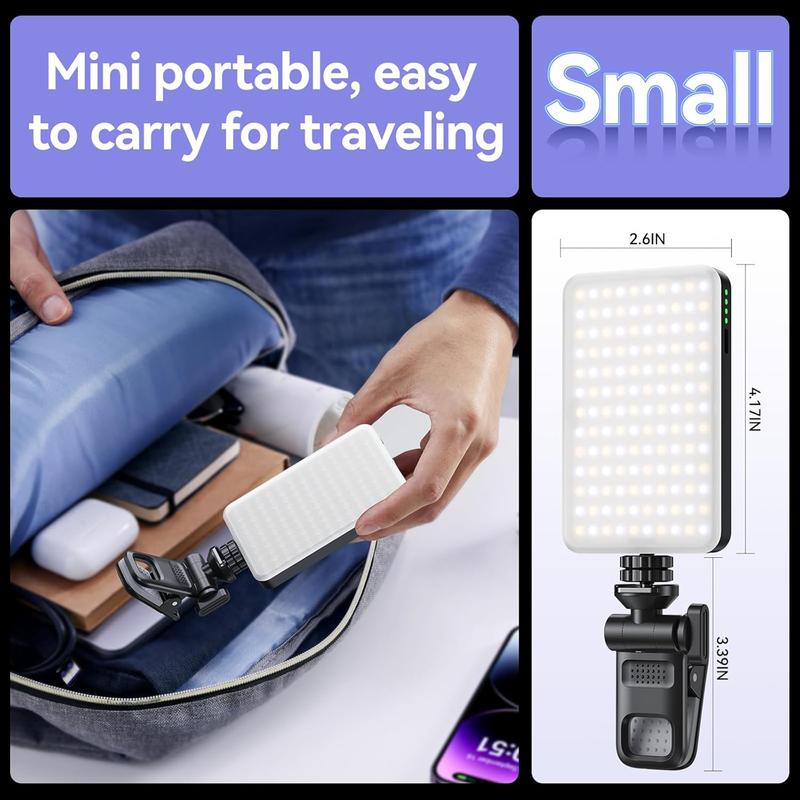 OREKROY 165LED Clip Cell Phone Light, Selfie Light, RGB Lighting, 10 Lighting Modes for iPhone, Laptop, Camera, Portable Fill Light for Selfies, Video Conferencing, Photography, TikTok, youtube, Vlog Shooting Vlogging Kit Cellphone Accessories