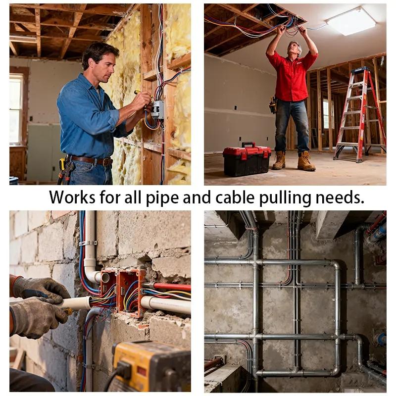 Cable Pulling Tool for Drills, Efficient Wire Puller for Conduits, 8mm Capacity Cable Feeder for Electricians Cable Pulling Tool for Drills, Efficient Wire Puller for Conduits, 8mm Capacity Cable Feeder for Electricians