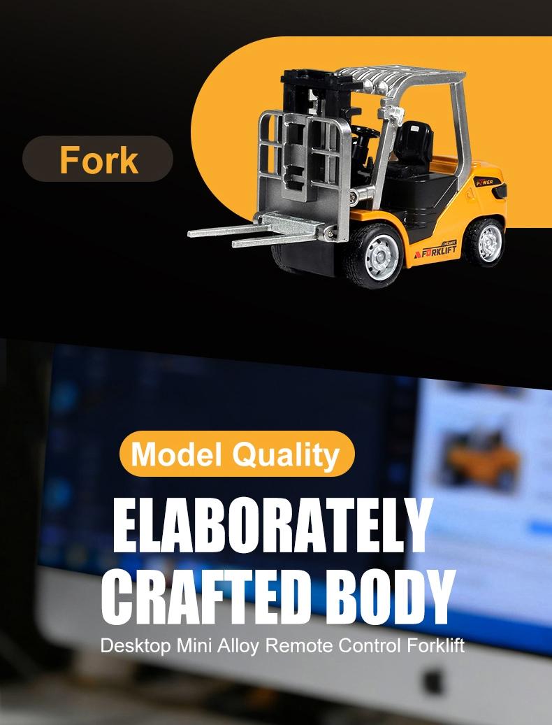 Mini Dump Mini Forklift Toy, 1:64 Scale Truck Remote Control Car with Lights, Electric Construction Vehicle Toy, Fun Birthday Christmas Gifts