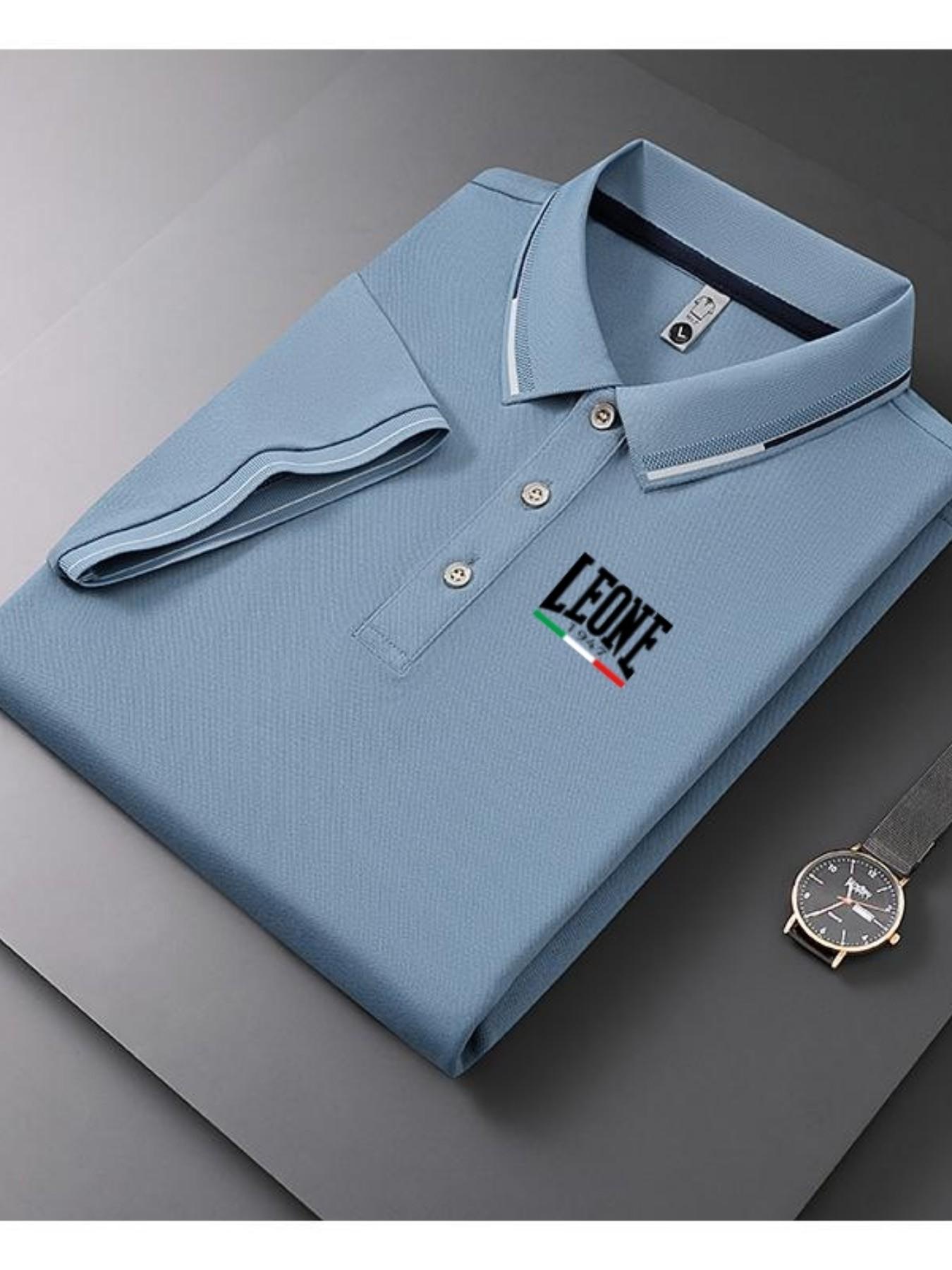 Men's Casual Summer Print T-Shirt, Fashion Short Sleeve Top, Geometric Design, Lightweight Breathable Polo Shirt