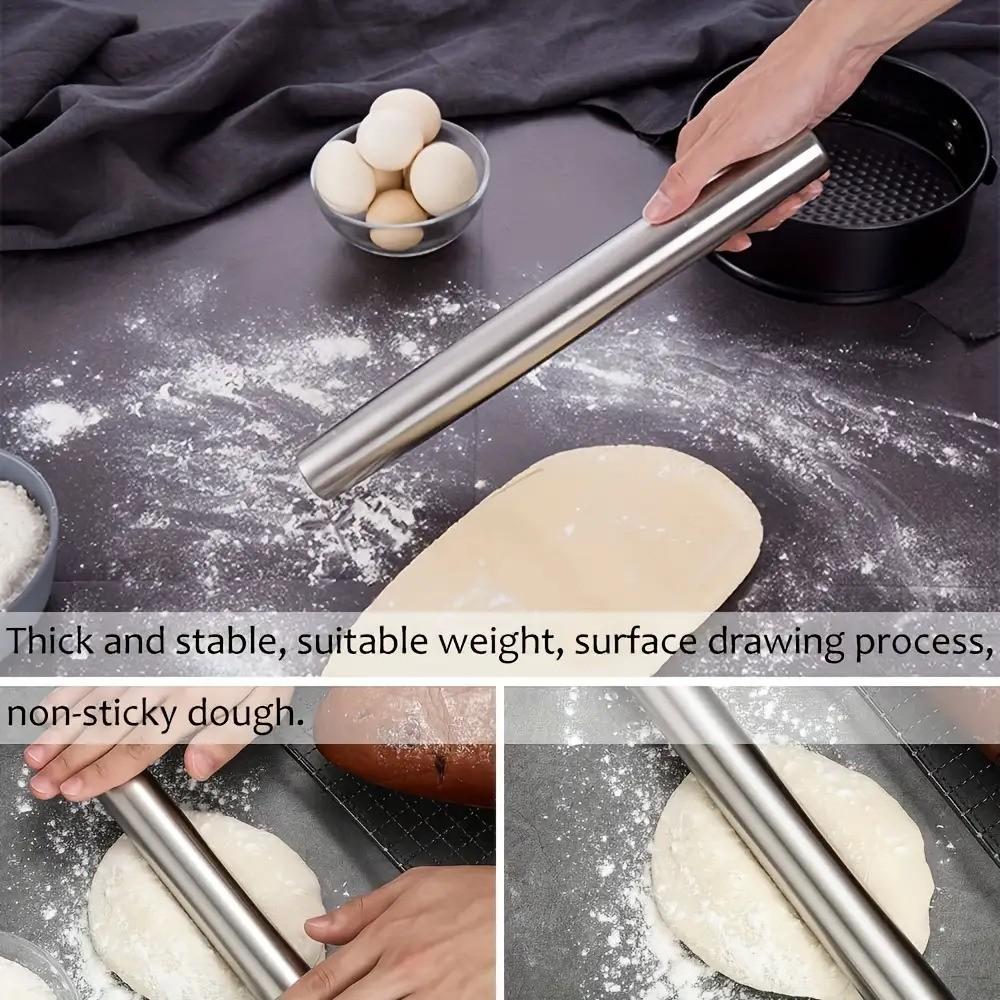 Reusable Stainless Steel Rolling Pin, Washable Baking Tool, Ideal for Sugar Cookies, Pie, Dumplings, Pizza Dough, Lightweight Hollow Design