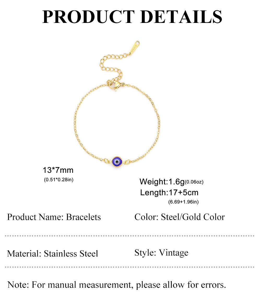 Lucky Tone Stainless Steel Turkish Evil Eye Bracelet Ladies Flat Blue Evil Eye Lucky Chain Charm Bracelet Jewelry Paper Cup Gift