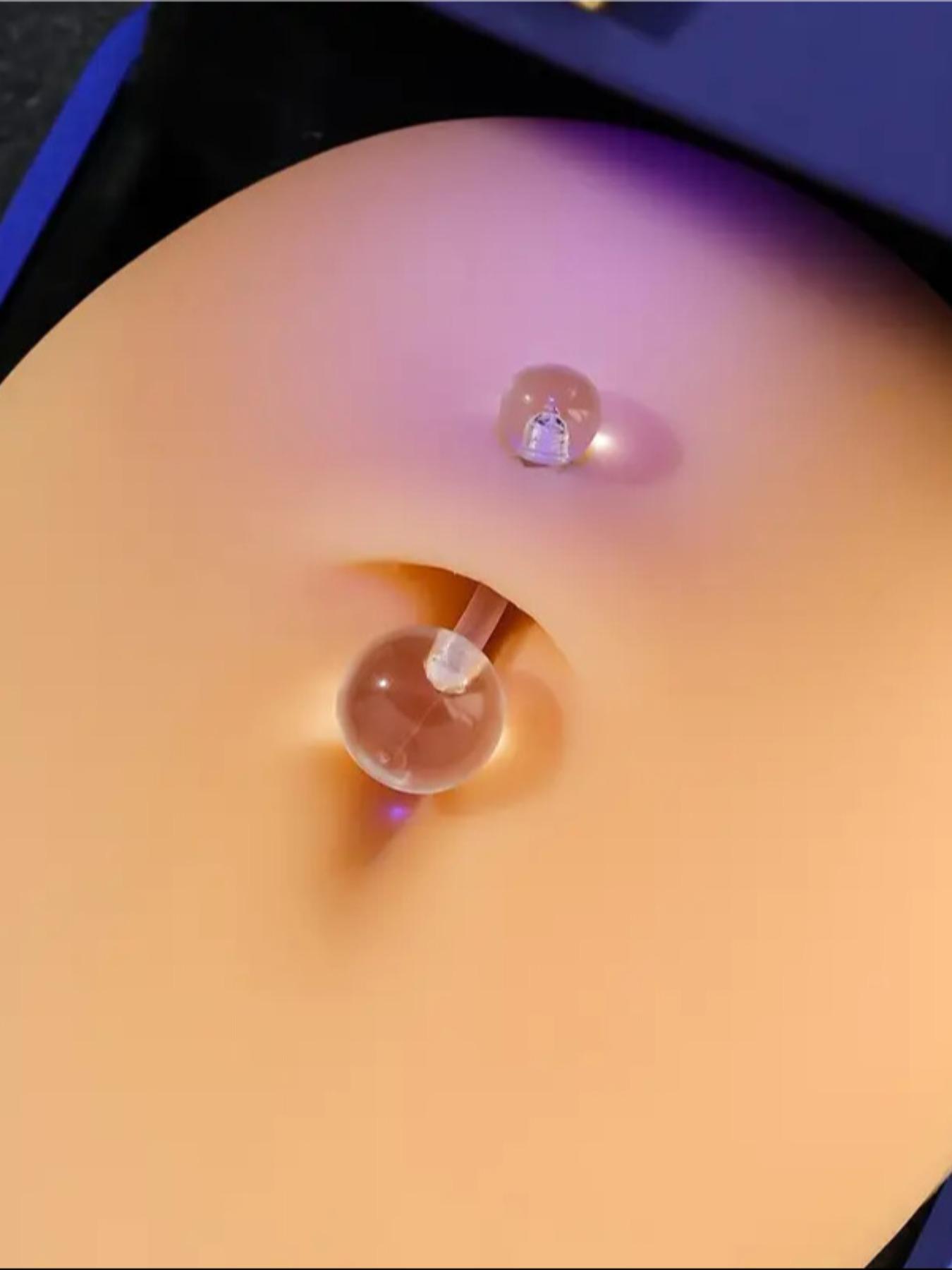 14g Clear Belly Button Rings Bioflex Plastic Belly Ring Curved Barbell Navel Piercings Retainers Belly Piercing Jewelry for Work Surgery 10mm 14mm 16mm 18mm