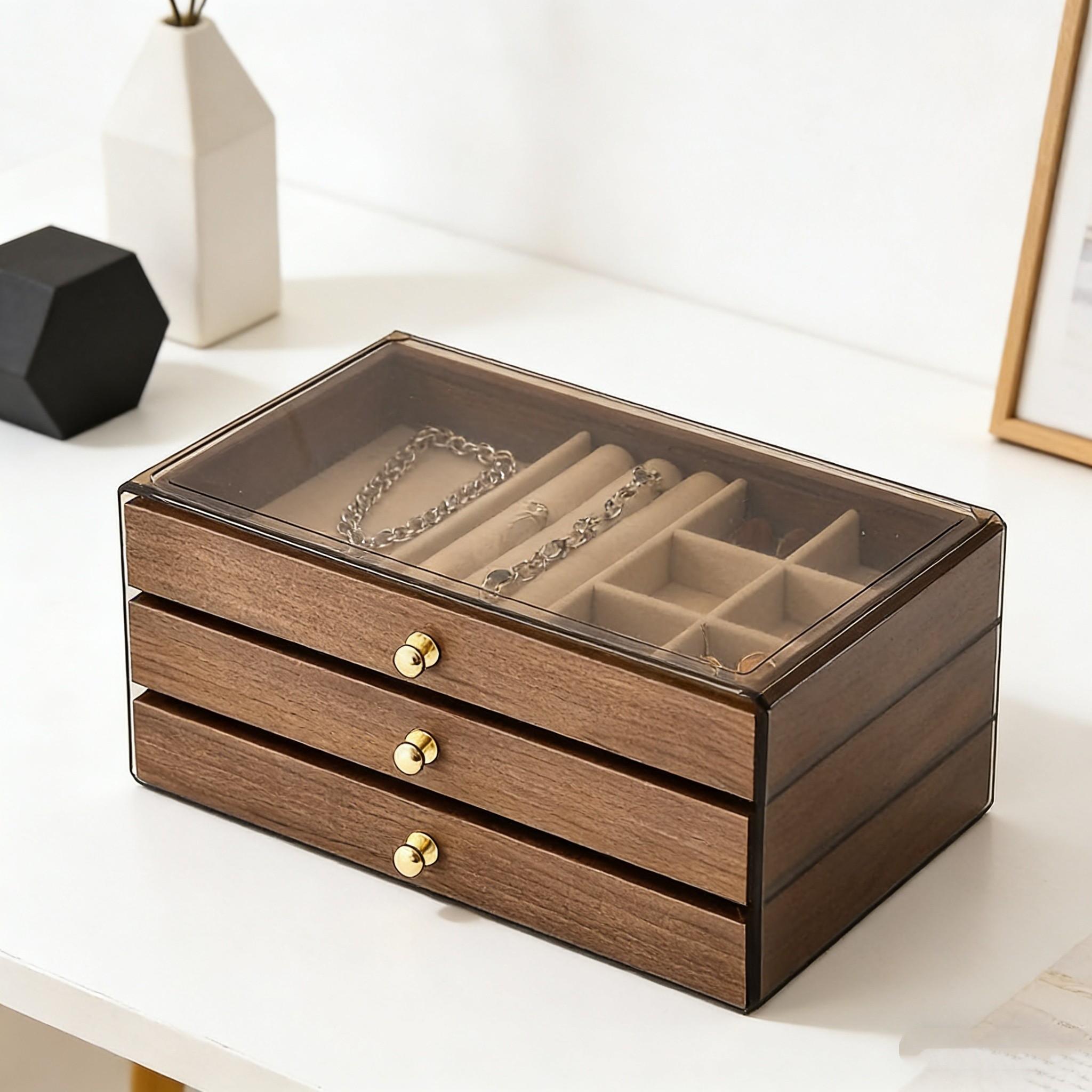 Jewelry Storage Box Organizer, Earring Necklace Ring Holder Display Case, Durable Jewelry Organizing Solution for Women & Girls