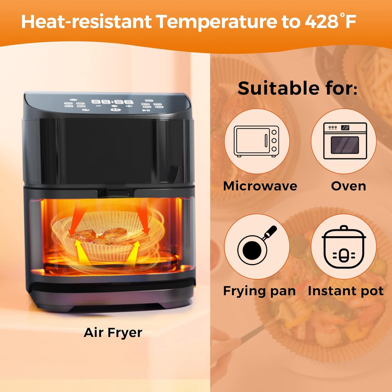 Air Fryer Disposable Paper Liners - 100Pcs 7.8In Square Parchment Paper Non-Stick Airfryer Basket Liners for Steamer Microwave Oven, Deep Fryer Parts & Accessories "STOP Scrubbing Your Air Fryer!