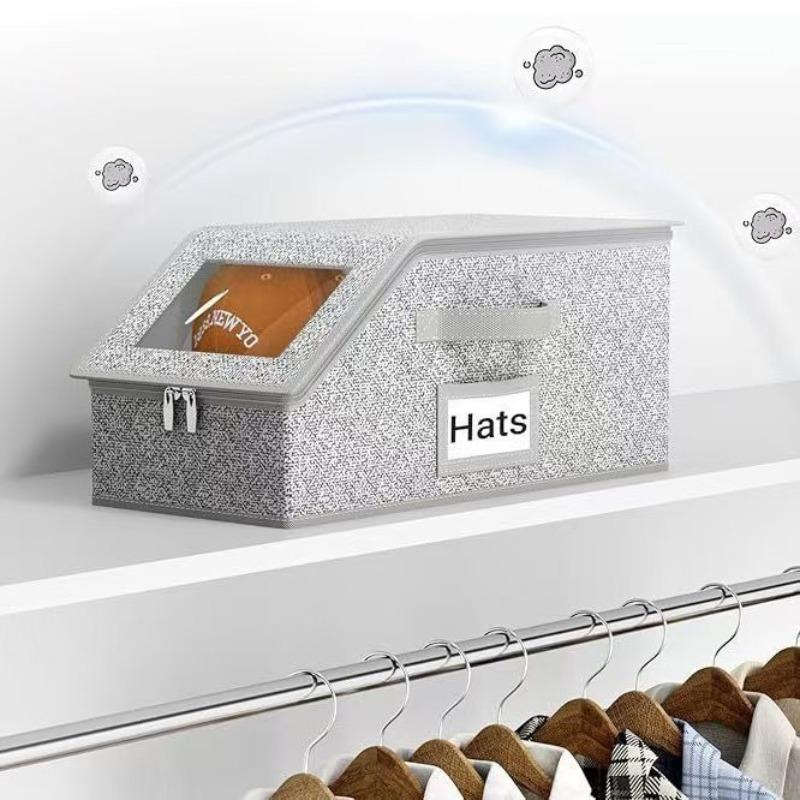 Stackable Hat Storage Boxes for Baseball Caps, Holds Up to 24 Hats, Durable Cardboard Box for Men, Classic Style, Wardrobe Organizer, Baseball Cap Organizer & Hat Storage