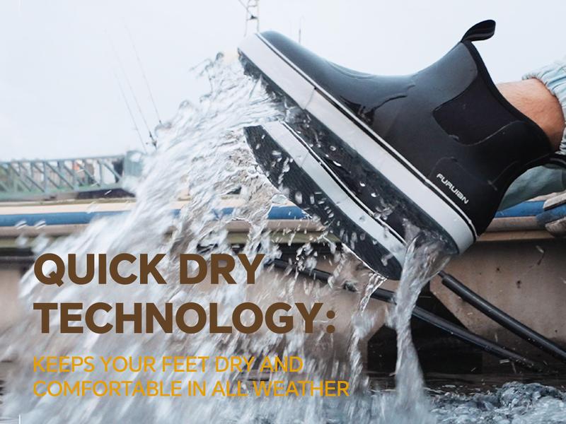 Furuian Men's Deck Boots  Fishing Boots Rain boots work shoes Professional Waterproof&Non-Slip Walking Ankle Booties Slip On Neoprene Rubber Footwear Chelsea Boots Men botas para hombre for Gardening Fishing Boating Camping Sailing Fathersdaygift Boy