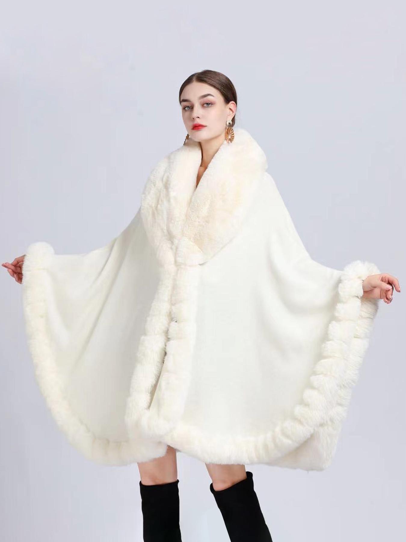 Luxurious Warm Plush Cape for Winter, Gradient Color Casual Fashion Accessory, Elegant Addition for Cold Weather, Fluffy Soft Scarf