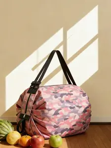 Lightweight Large Capacity Grocery Shopping Bag, Portable Handheld Accordion Foldable Reusable Tote Bag for Quick Storage & Travel Use