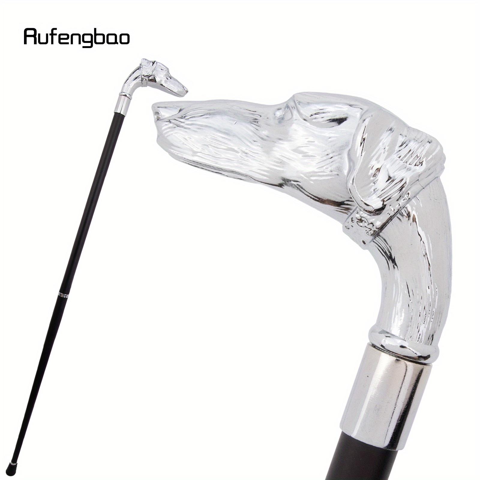 White Dog Sausage Dog Head Walking Cane Fashion Decorative Walking Stick Gentleman Elegant Cosplay Cane Knob Crosier 93cm