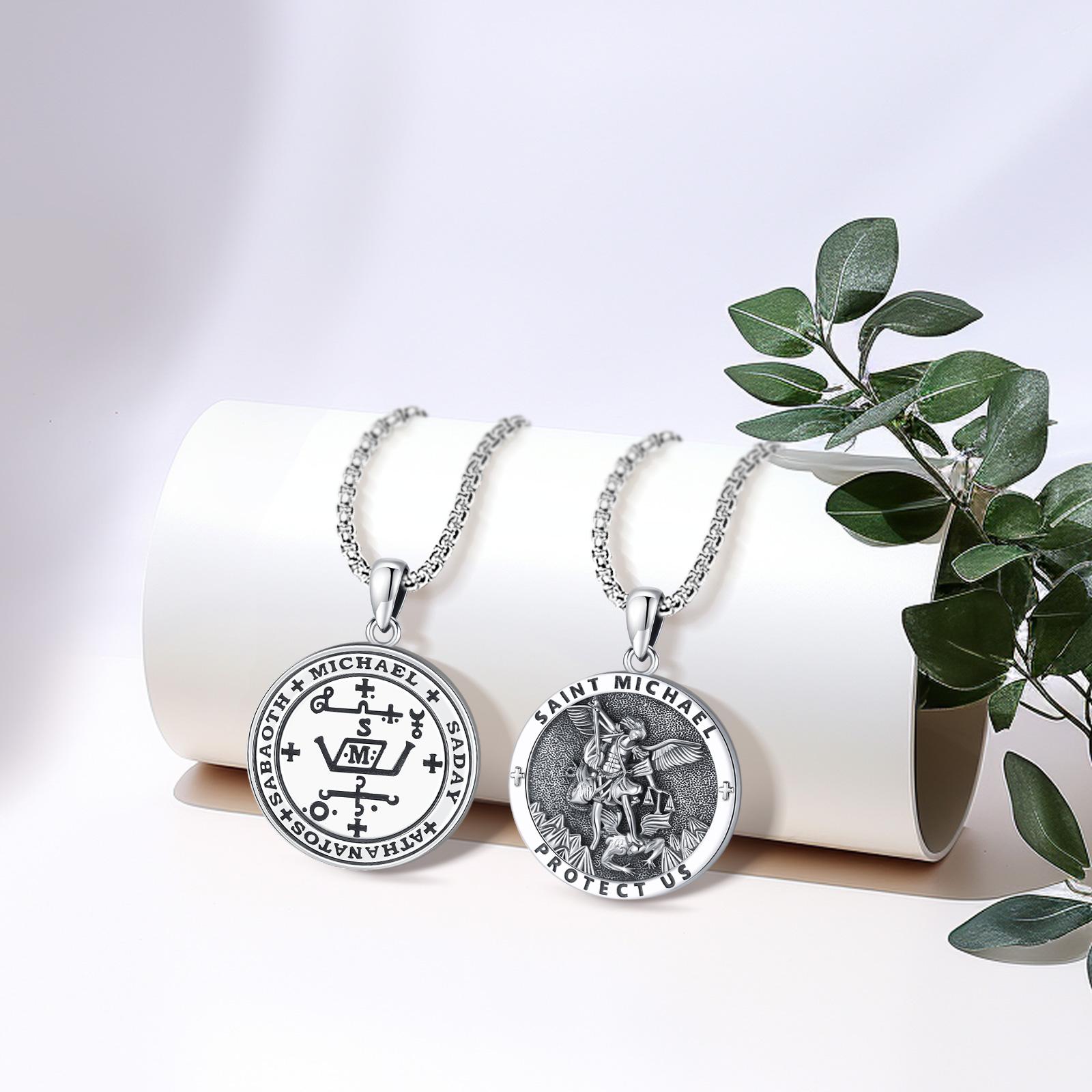 925 Sterling Silver Saint Michael Pendant Necklace for Men Women
