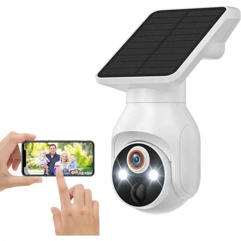 1080p Security Camera Wireless with Solar Panel, 2.4G WiFi, AI Human Detection, 2-Way Audio, Color Night Vision, Indoor/Outdoor Surveillance Bullet Cam, Cloud Storage (Sold Separately)