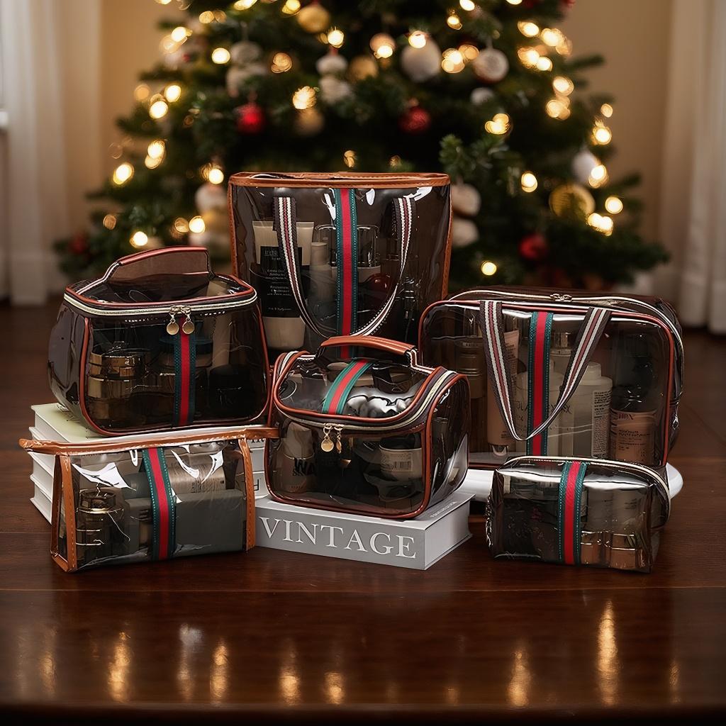 Vintage Luxury 1/6 Counts Large Capacity Transparent Makeup Bag Portable Cosmetic Storage for Toiletries & Cosmetics Multi-Functional Tote Travel Organizer Vintage Luxury 1/6 Counts Large Capacity Transparent Makeup Bag Portable Cosmetic Storage for Toiletries & Cosmetics Multi-Functional Tote Travel Organizer