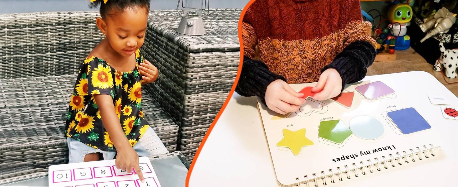 Mallify Busy Book for Toddlers 3-5, Montessori Busy Book with 30 Themes and 8 Markers, Kids Binder and Early Learning Toys, Preschool Busy Books for Toddlers, Tracing Coloring Book, BusyTots