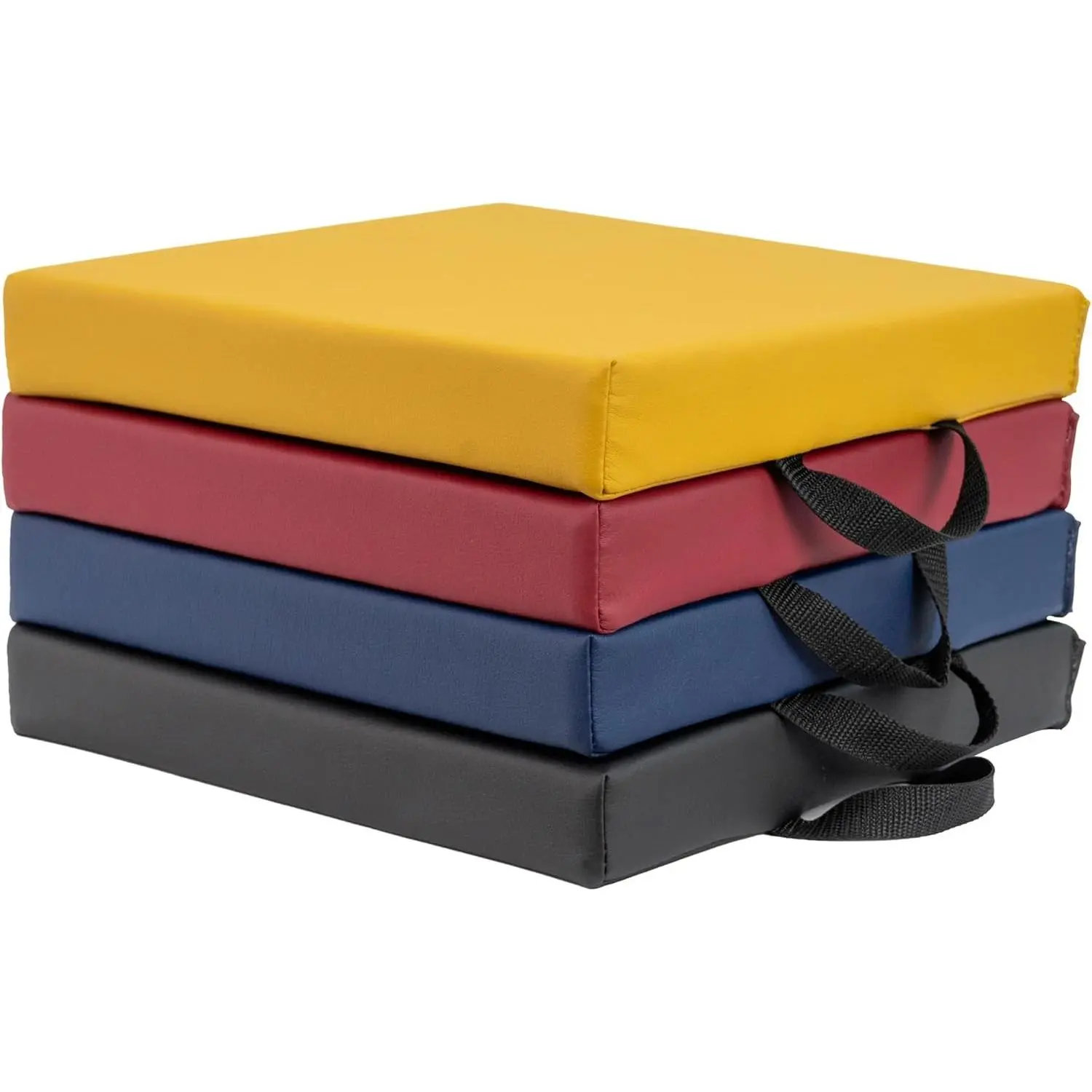 SoftScape 12 inch Square Toddler Floor Cushions with Handles Flexible Seating for Daycare, Preschool, Playroom 1.5 inch Deluxe Foam (4-Piece) - Volcano