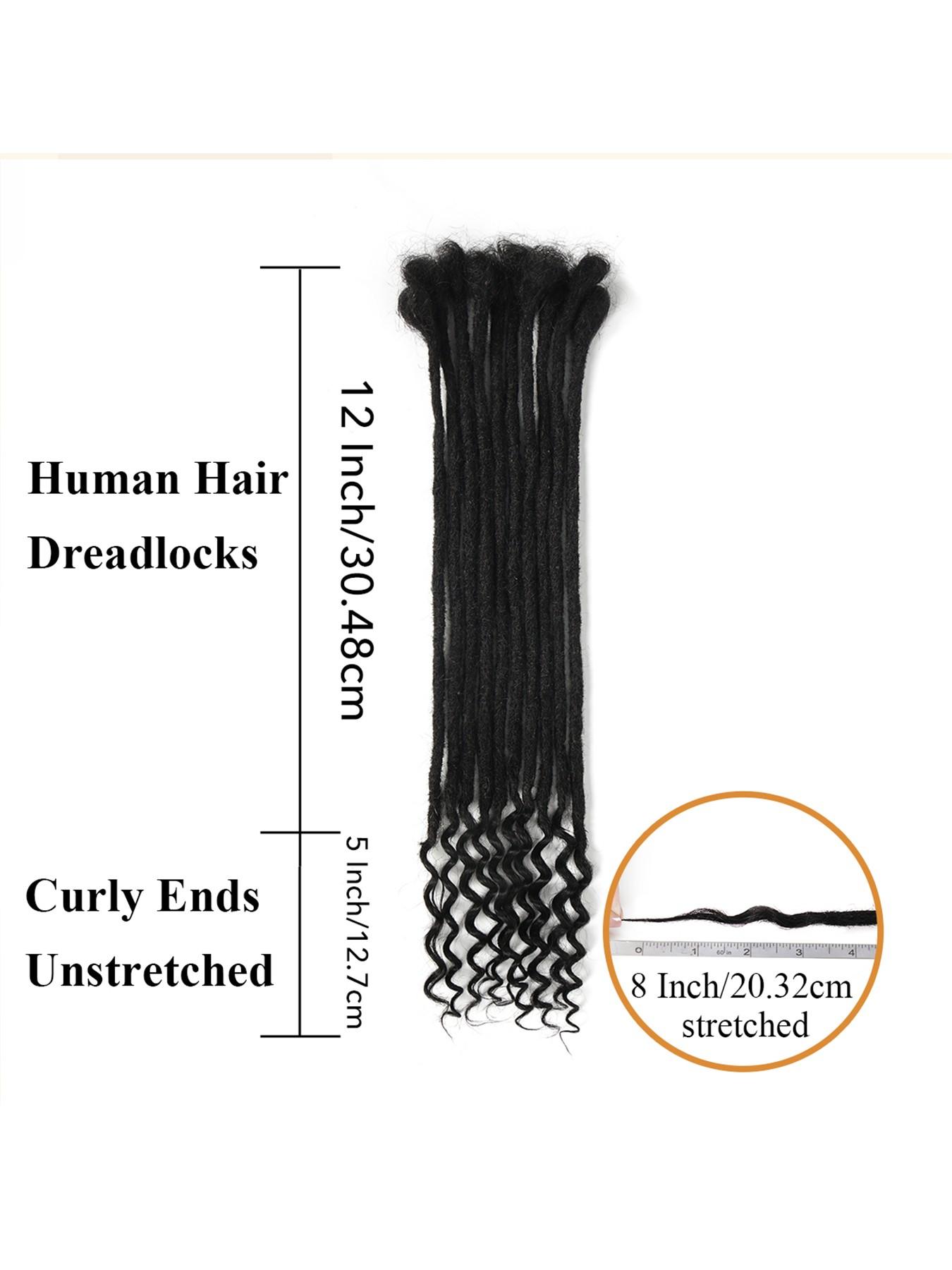 Loc Extension Human Hair 0.4cm Width 12inch 30 Strands 100% Full Handmade Permanent Dreadlock Extension Human Hair for Women/Men/Kids Can Be Dyed Bleached Curled