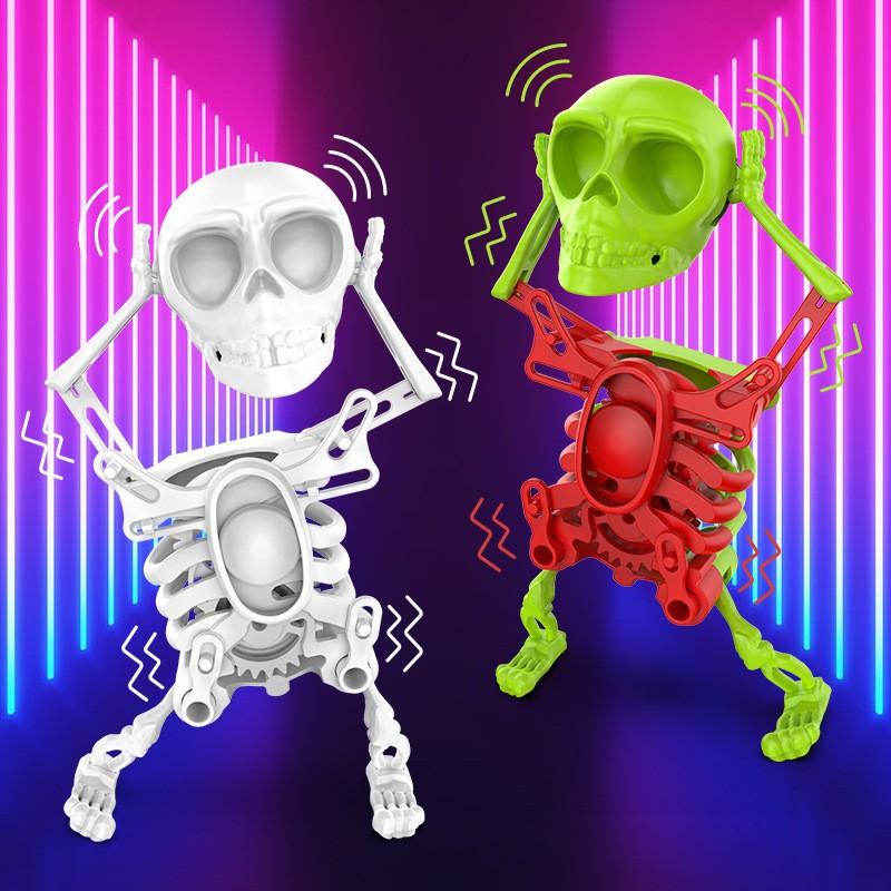 Trendy Skull Dancer Spring Toy, Fun 3D Printed Skeleton Head Ornament, Ideal Novelty Gift for Decor & Playtime