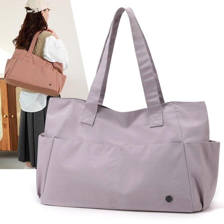 Large Capacity Nylon Tote Bag for Women, Lightweight Waterproof Canvas Shoulder Bag, Multi-Pocket Commuter Backpack, Casual Handbag for Students
