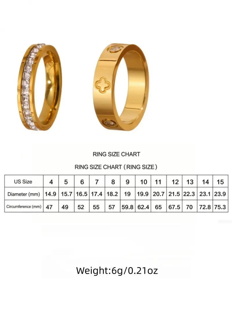 2pcs Stainless Steel 18K Gold Plated Four-Leaf Clover Rings, Couple's rings Elegant Hoop Jewelry For Women, Elegant Fashion Rings, Suitable For Daily Wear And Gift