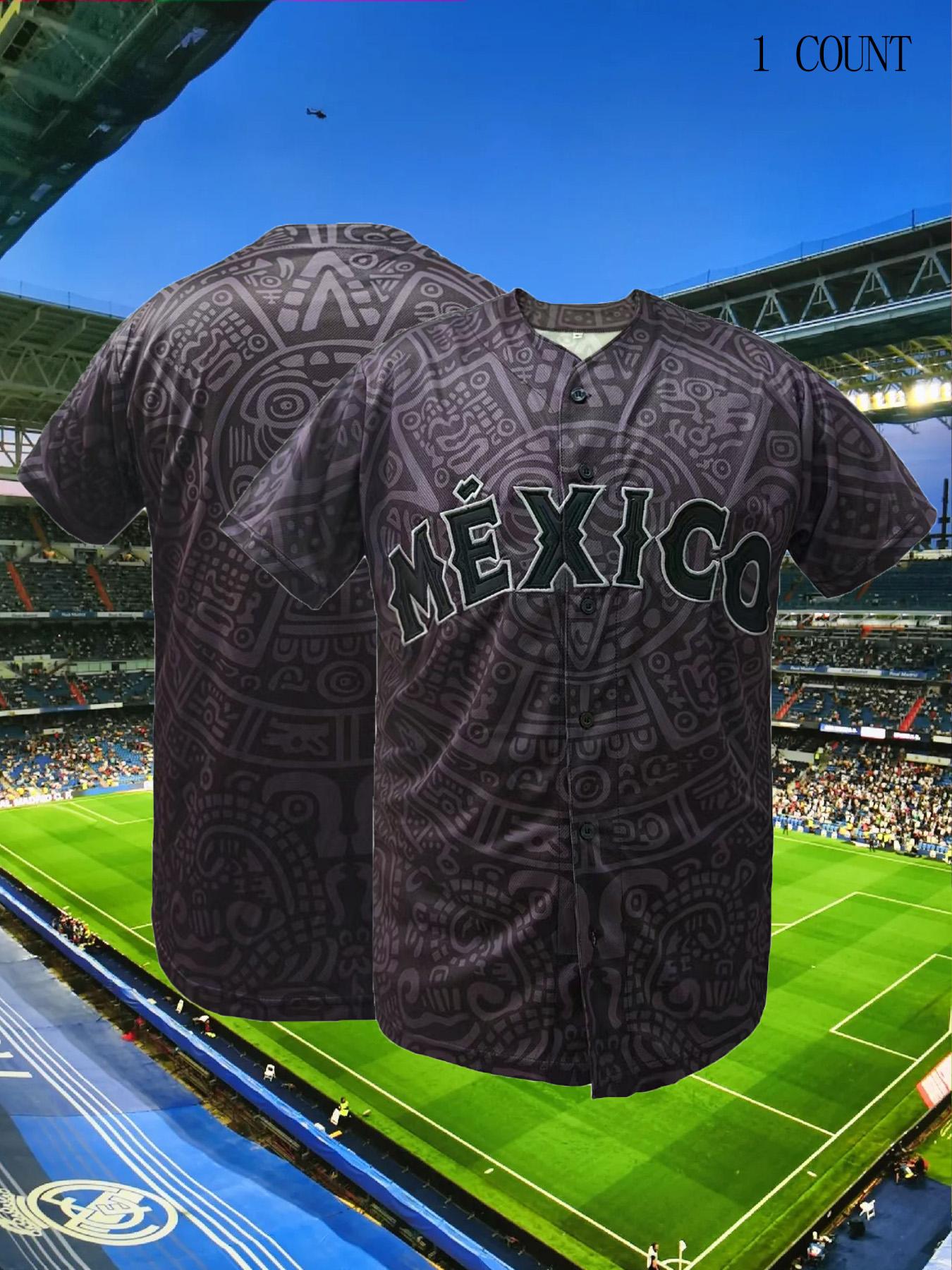 Men's Baseball Jersey, Short Sleeve Mexico Embroidered Shirt For Sports Jersey Shirts