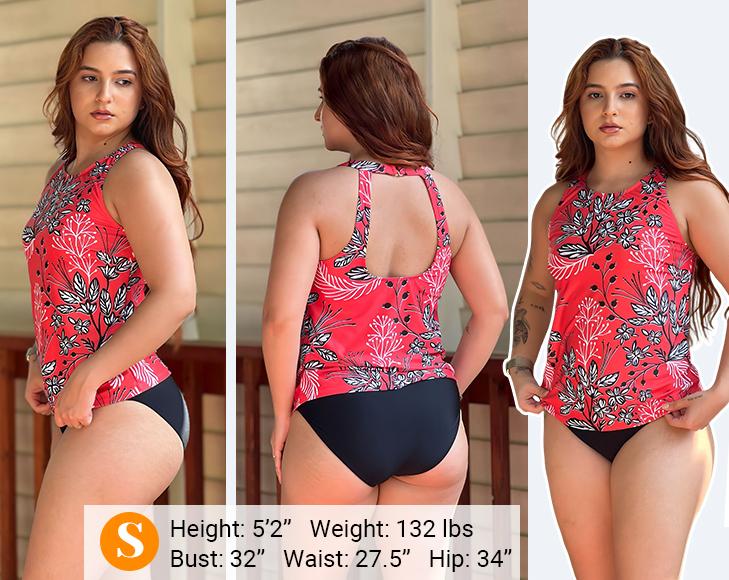 Holipick Two Piece Tankini Swimsuits for Women Tummy Control Bathing Suits High Neck Tankini Tops with Bikini Bottom