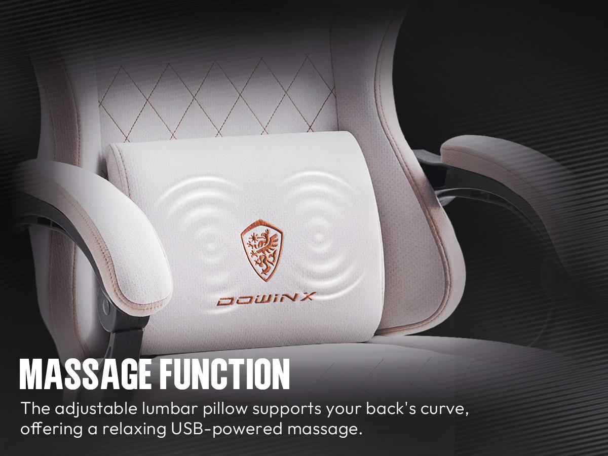 Dowinx Lumbar Massage Support office game Chair, spring cushion fabric, foot pedal ergonomic chair 300 LBS