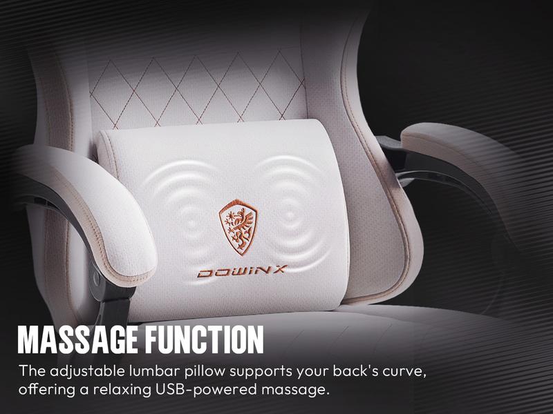 Dowinx Lumbar Massage Support office game Chair, spring cushion fabric, foot pedal ergonomic chair 300 LBS