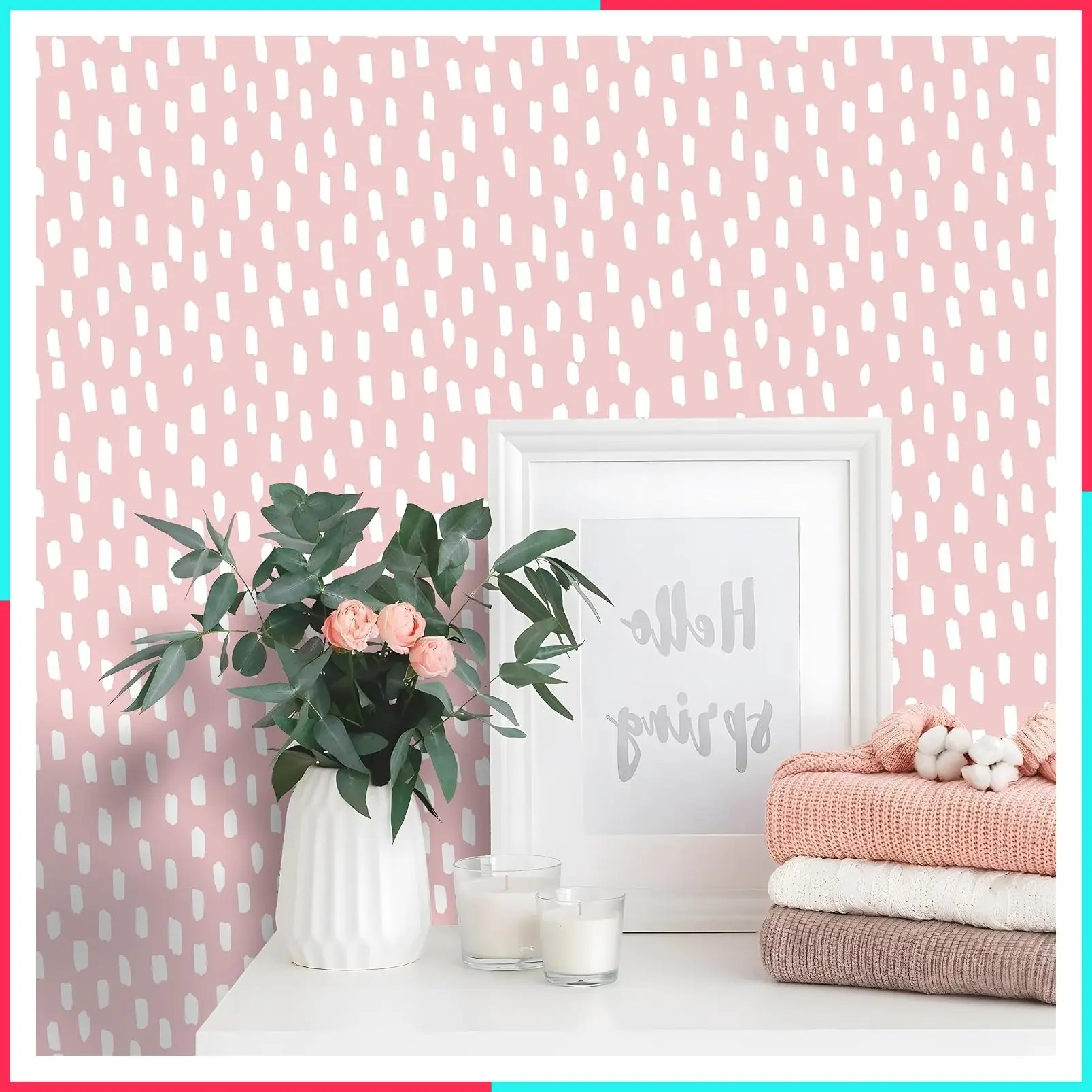 Pink Wallpaper Peel and Stick Kids Girly Geometric for Nursery