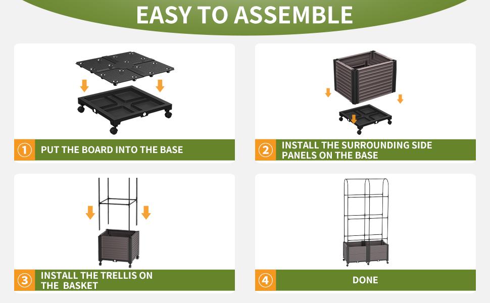 MOPHOTO Raised Garden Bed Planter Box with Trellis for Climbing Vegetables Plants, Tomatoes Planters Outdoor Tomato Cage with Wheels, Indoor Outdoor Use