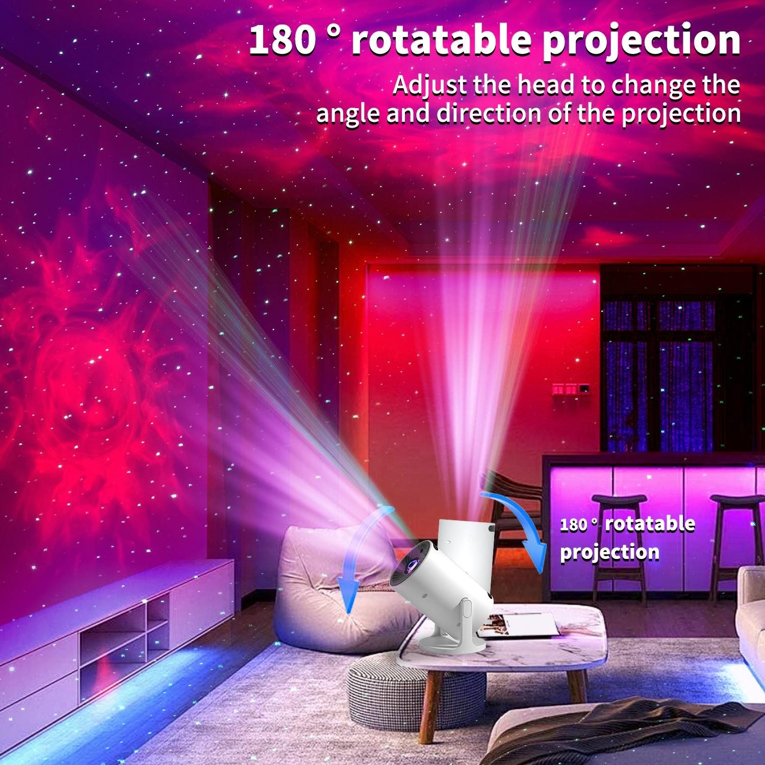 1 mini cannon star projector, galaxy projector, starry sky projector, night sky color adjustable, remote control timing, Bluetooth connection, portable indoor and outdoor projector, suitable for bedroom rest, ceiling projection, family party entertainment
