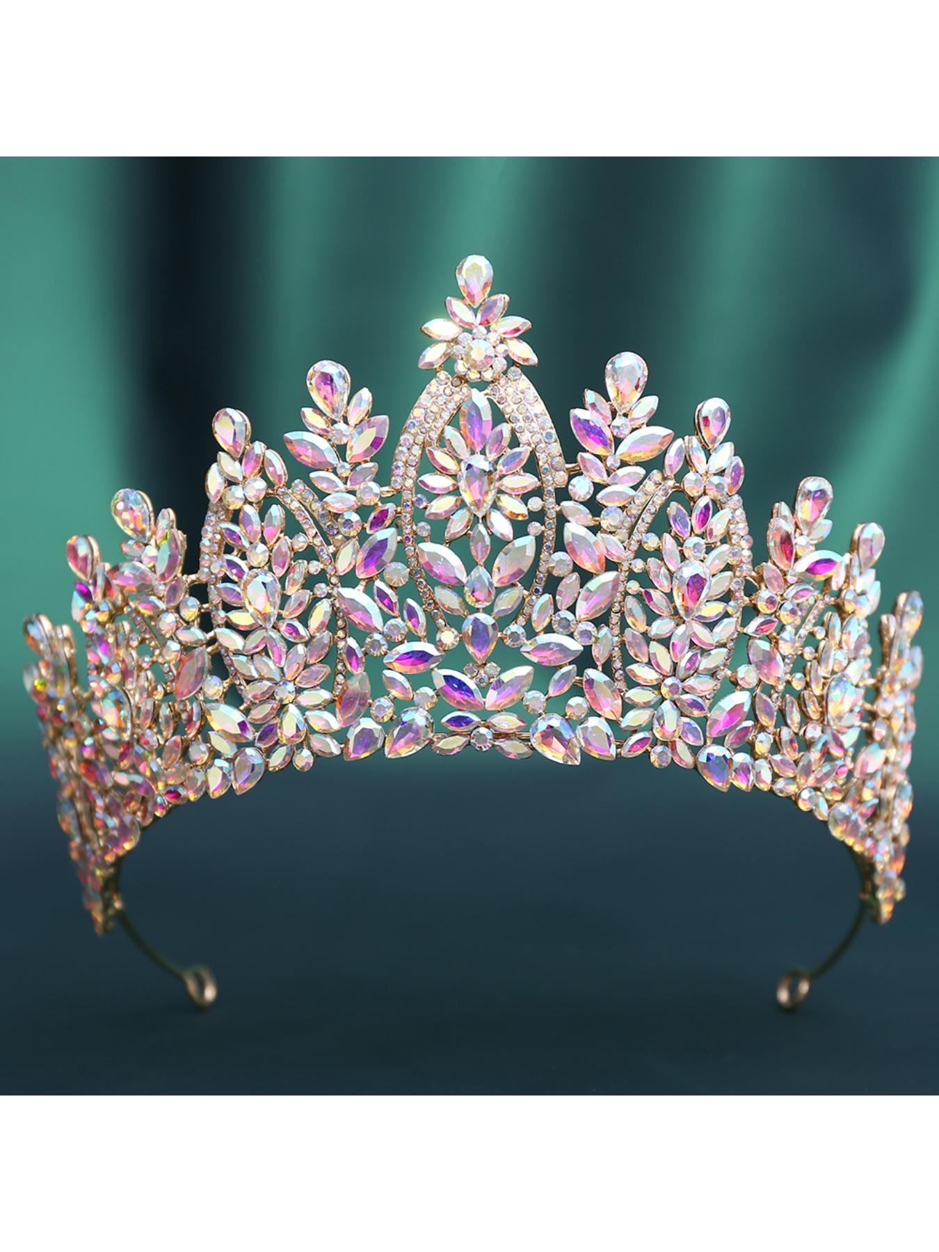 Baroque European and American beauty pageant bridal crown tiara alloy crystal wedding headband hair accessories crown