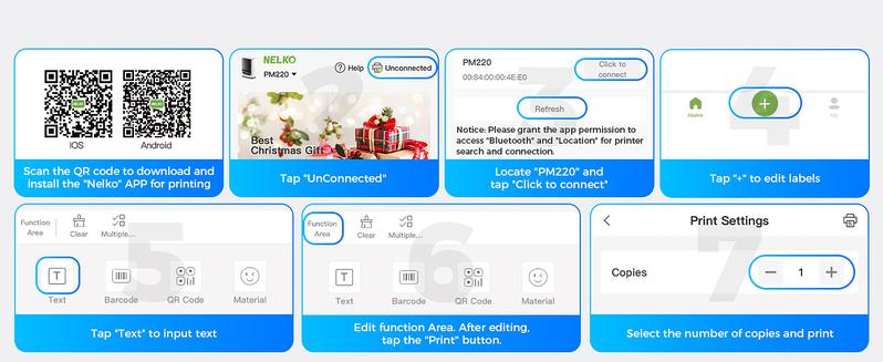 PM220 Label Printer with tape,Portable Thermal Printer,Bluethooth Label Printer,for Address, Logo, Clothing, Mailing, Sticker Printer for Phones & PC