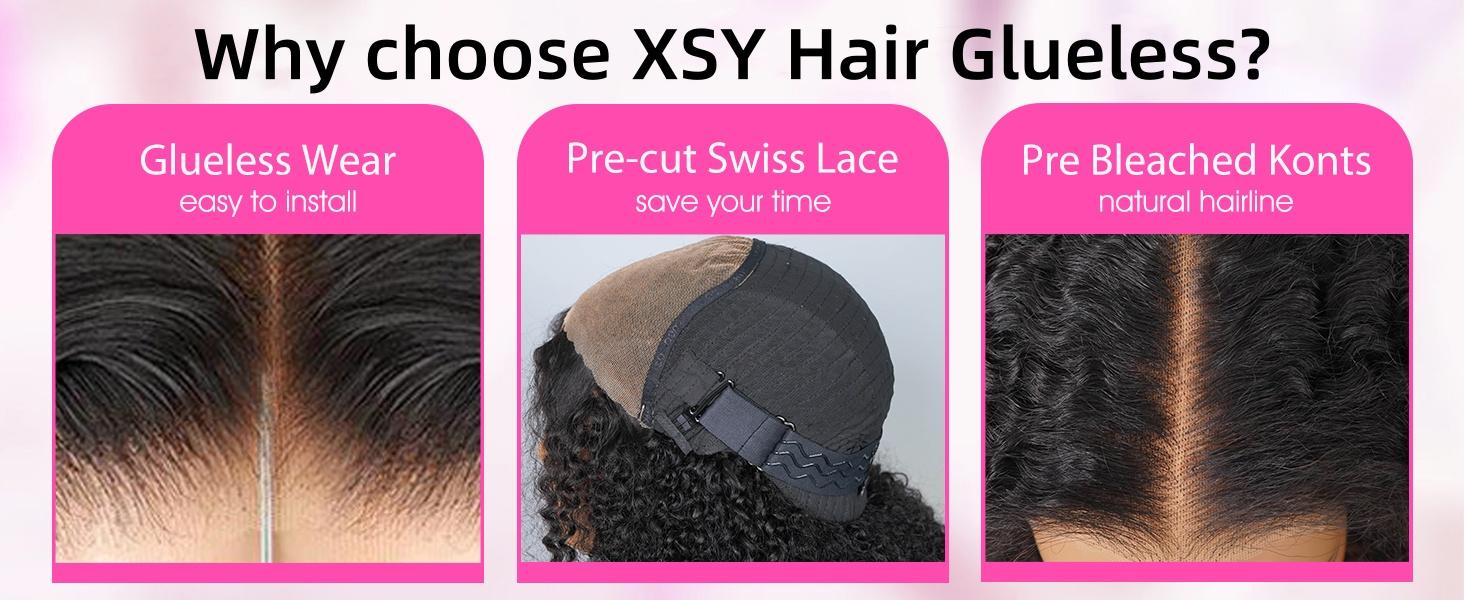 Afro Kinky Curly Glueless Wig 5x5 Bleached Knots Wear Go Wig Pre Cut HD Lace Front Wig 100% Kinky Curly Human Hair Wigs For Women