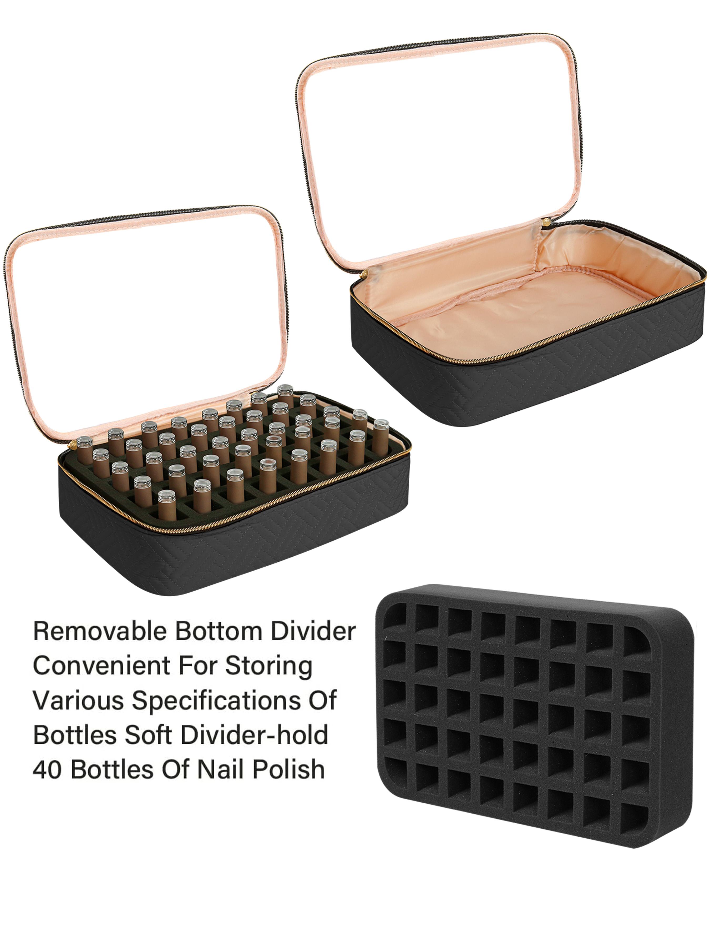 Small Clear Nail Polish Organizer Holds 40 bottles(15ml-0.5fl.oz) Nail Polish Case Multifunctional Nail Polish organizer, Travel Makeup Bags for Women, Portable Travel Nail Tech Carrying Bag for Storage Display, Christmas and Thank, Vanity Bag Organizer