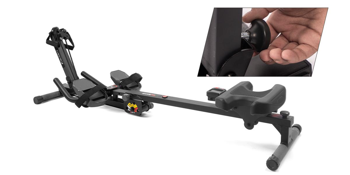 【Upgraded Version】TOUSAINS 3-in-1 Ab Machine Rowing Machine & Ab Crunch Trainer with Weighted Cable Tower Foldable Home Gym Adjustable Height Resistance Levels LCD Display Abdominal Training Equipment