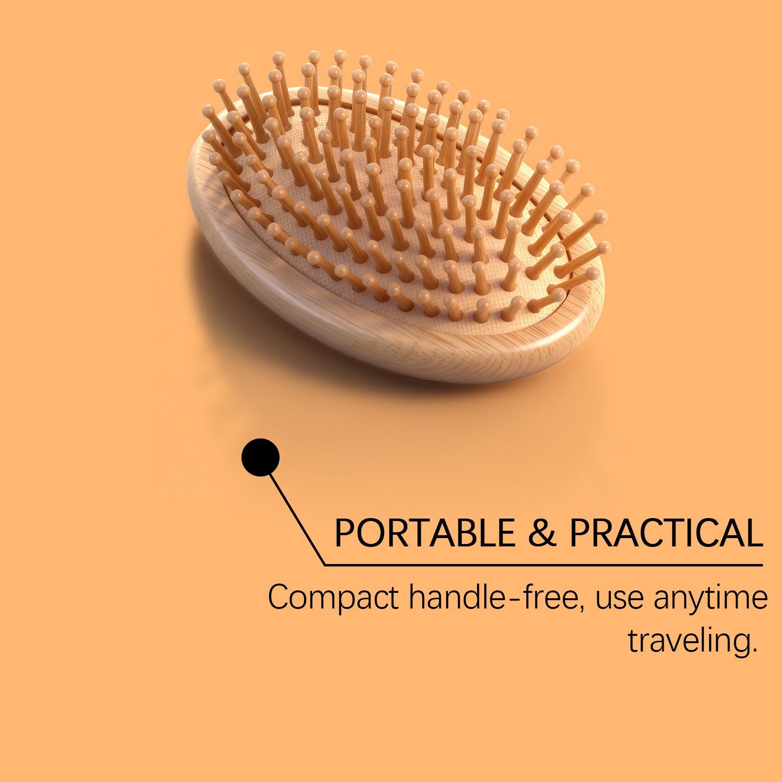 Portable Bamboo Cushion Comb, Hair Massage Brush for Daily Use, Soft Air Cushion Design, Ideal for Styling and Relaxing Hair